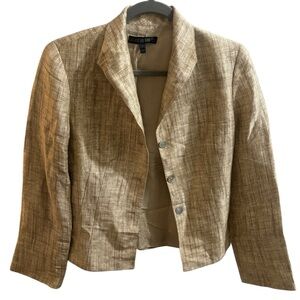 Lafayette 148 New York Linen and Silk Beige Blazer